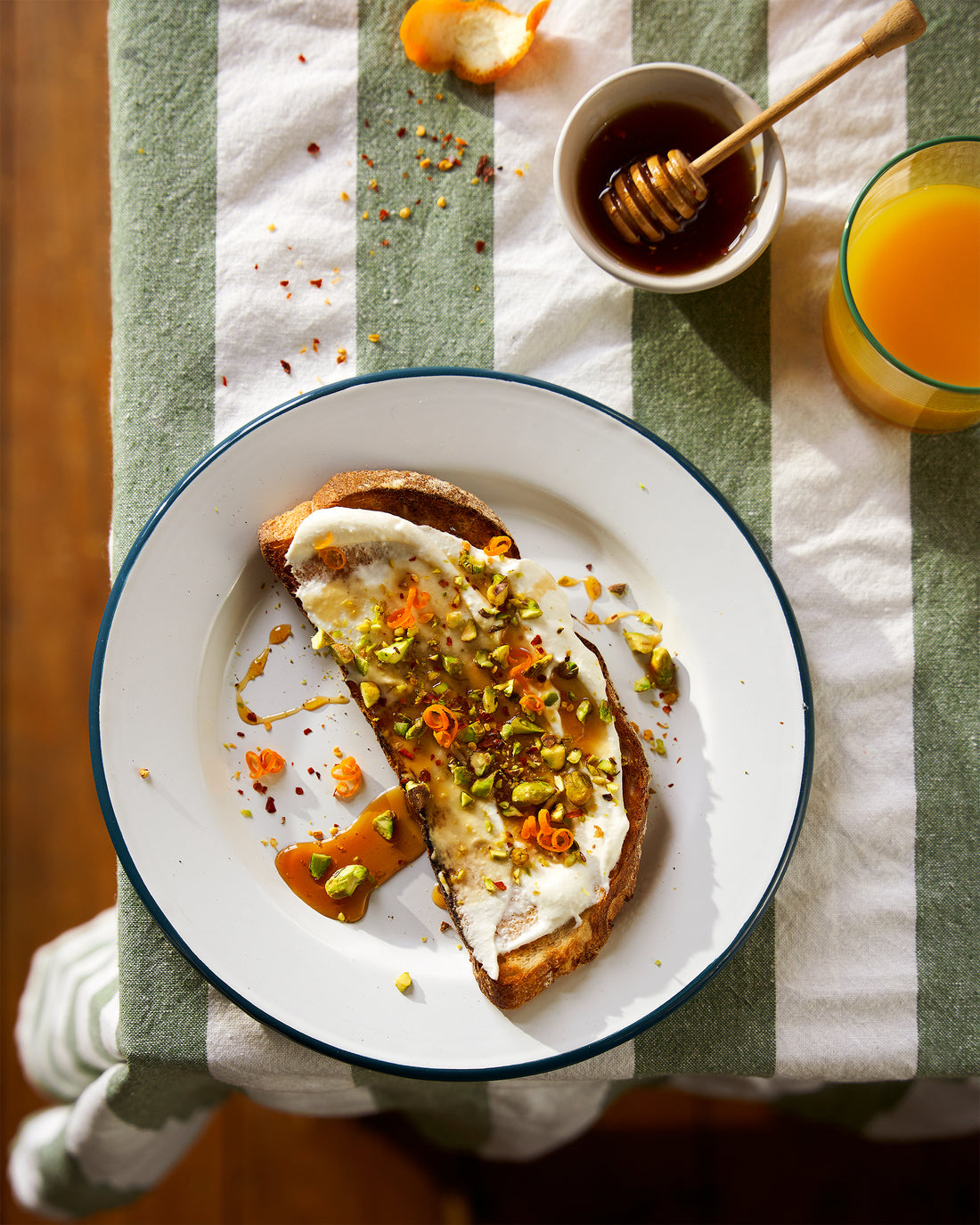 Orange Hot Honey and Ricotta Toast